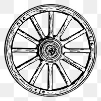 Wooden wheel drawing png sticker vintage illustration, transparent background. Free public domain CC0 image.