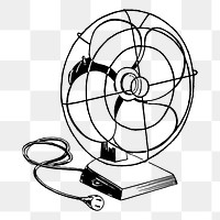 Electric fan drawing png sticker vintage illustration, transparent background. Free public domain CC0 image.