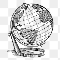 Globe png sticker vintage drawing, transparent background. Free public domain CC0 image.