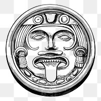 Aztec sun stone png sticker hand drawn illustration, transparent background. Free public domain CC0 image.