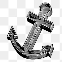 Navy anchor png sticker vintage drawing, transparent background. Free public domain CC0 image.