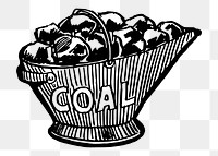 Coal basket png sticker vintage illustration, transparent background. Free public domain CC0 image.