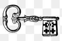 Medieval key png sticker vintage illustration, transparent background. Free public domain CC0 image.