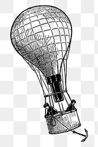 Hot air balloon png sticker vintage illustration, transparent background. Free public domain CC0 image.