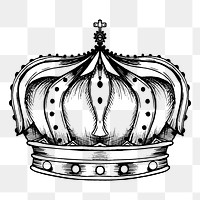 Royal crown  png sticker vintage illustration, transparent background. Free public domain CC0 image.