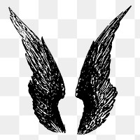 Angel wings png sticker vintage illustration, transparent background. Free public domain CC0 image.