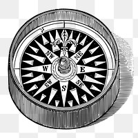 Compass object png sticker vintage illustration, transparent background. Free public domain CC0 image.