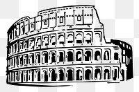 Colosseum drawing png, famous architecture illustration, transparent background. Free public domain CC0 image.