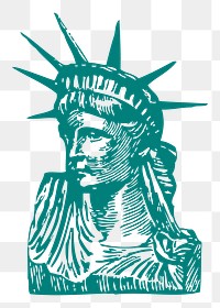 Png Statue of Liberty drawing, famous landmark in New York illustration, transparent background. Free public domain CC0 image.