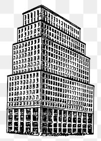 Office building png sticker vintage drawing, transparent background. Free public domain CC0 image.