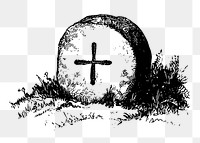 Christian tombstone png sticker vintage illustration, transparent background. Free public domain CC0 image.