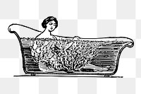 Png woman taking bath clipart, vintage illustration, transparent background. Free public domain CC0 image.