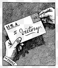 USA to victory letter png sticker vintage illustration, transparent background. Free public domain CC0 image.