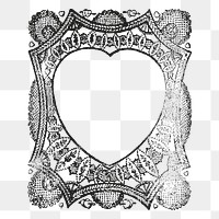 Black heart png frame vintage illustration, transparent background. Free public domain CC0 image.