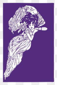 Vintage Gatsby png woman, purple illustration, transparent background. Free public domain CC0 image.