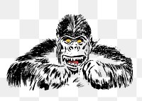 Gorilla png clipart, vintage animal, wildlife illustration, transparent background. Free public domain CC0 image.