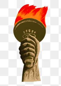 Democracy torch png sticker vintage illustration, transparent background. Free public domain CC0 image.