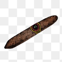Cigar png sticker vintage illustration, transparent background. Free public domain CC0 image.