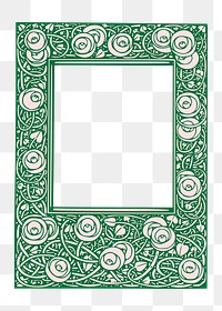 Vintage rose png frame, green botanical illustration, transparent background. Free public domain CC0 image.