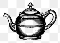 Teapot drawing png sticker vintage object illustration, transparent background. Free public domain CC0 image.