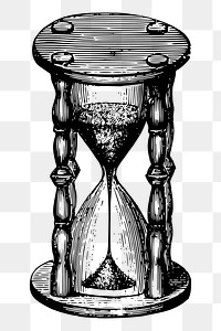 Hourglass drawing png sticker vintage illustration, transparent background. Free public domain CC0 image.