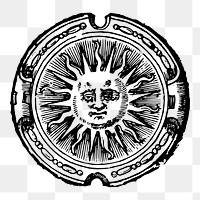 Sun face badge png sticker celestial art illustration, transparent background. Free public domain CC0 image.