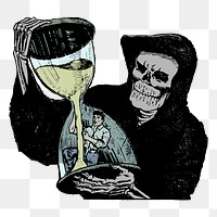 Death hourglass png sticker, Grim Reaper  illustration, transparent background. Free public domain CC0 image.