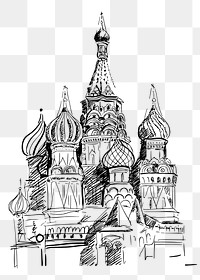 Saint Basil's Cathedral png sticker, hand drawn illustration, transparent background. Free public domain CC0 image.