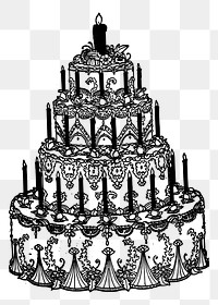 Wedding cake png sticker, celebration hand drawn illustration, transparent background. Free public domain CC0 image.