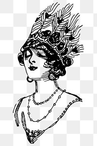 Princess png sticker, headdress lady hand drawn illustration, transparent background. Free public domain CC0 image.