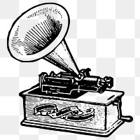 Phonograph png sticker, music hand drawn illustration, transparent background. Free public domain CC0 image.