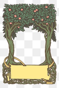 Peach tree png frame, botanical illustration, transparent background. Free public domain CC0 image.