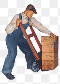 Delivery man png sticker logistics illustration, transparent background. Free public domain CC0 image.