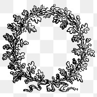 Wreath png frame, vintage hand drawn illustration, transparent background. Free public domain CC0 image.