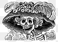 Png Day of Death sticker, La Calavera Catrina illustration, transparent background. Free public domain CC0 image.