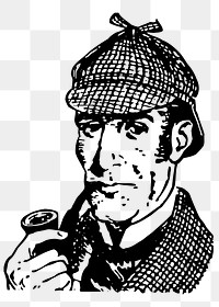 Sherlock Holmes png sticker, fictional character hand drawn illustration, transparent background. Free public domain CC0 image.