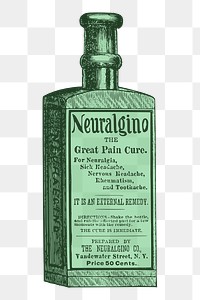 Green bottle png sticker, medicine illustration, transparent background. Free public domain CC0 image.
