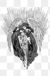 Png angels and babies sticker, heaven hand drawn illustration, transparent background. Free public domain CC0 image.