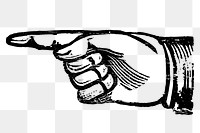 Finger pointing png sticker, gesture hand drawn illustration, transparent background. Free public domain CC0 image.