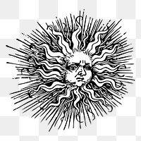 Ornate sun png sticker, celestial illustration, transparent background. Free public domain CC0 image.