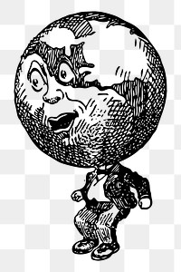Globe man png sticker, cartoon hand drawn illustration, transparent background. Free public domain CC0 image.