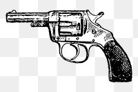 Revolver gun png sticker, weapon hand drawn illustration, transparent background. Free public domain CC0 image.