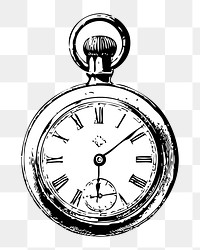 Pocket watch png sticker, clock hand drawn illustration, transparent background. Free public domain CC0 image.