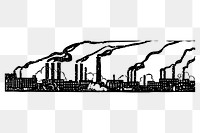 Factory png border, industry pollution hand drawn illustration, transparent background. Free public domain CC0 image.