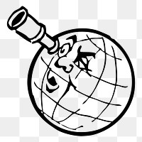 Globe cartoon png sticker, vintage illustration, transparent background. Free public domain CC0 image.