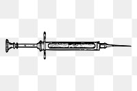 Syringe png sticker, medical tool hand drawn illustration, transparent background. Free public domain CC0 image.