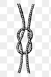 Rope png sticker, square knot hand drawn illustration, transparent background. 