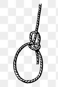 Rope png sticker, lariat loop knot hand drawn illustration, transparent background. Free public domain CC0 image.