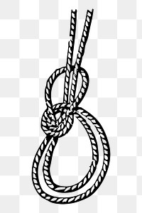 Rope png sticker, bowline on bight hand drawn illustration, transparent background. Free public domain CC0 image.