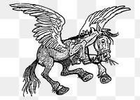 Pegasus cartoon png sticker, mythical animal hand drawn illustration, transparent background. Free public domain CC0 image.